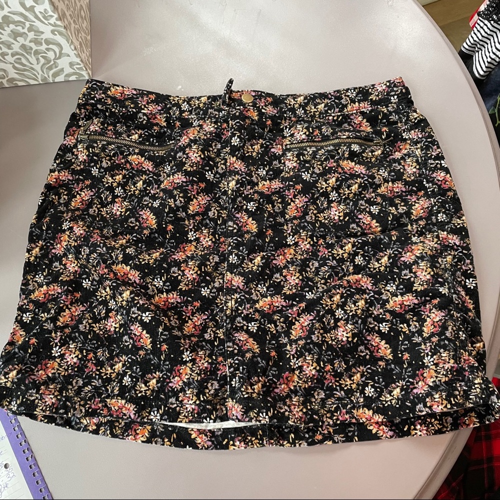 Floral Corduroy Skirt